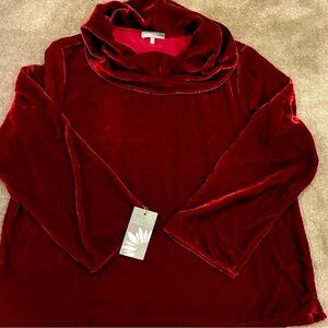 Habitat Women's Velvet Cowl Neck Sweater - Deep Red NWT